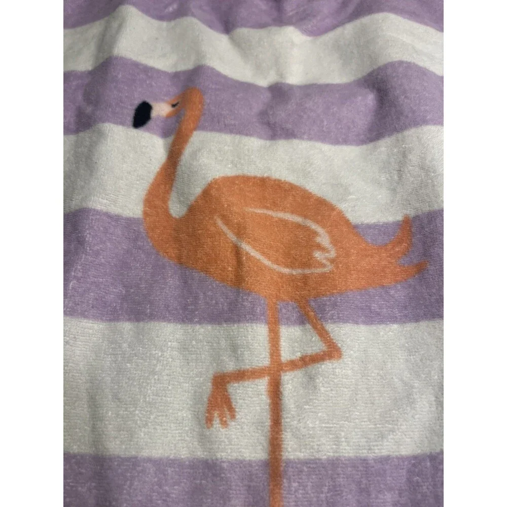 Pottery Barn Flamingo Purple White Stripe Kid Hooded Beach Bath Towel